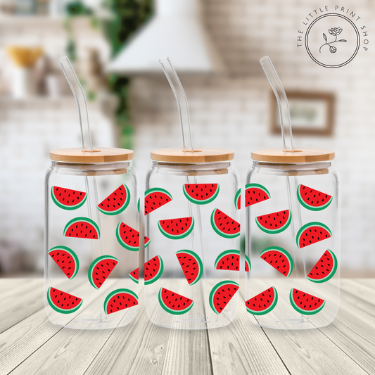 Watermelon Slices - 16oz Libbey Glass Printed UV DTF Wrap