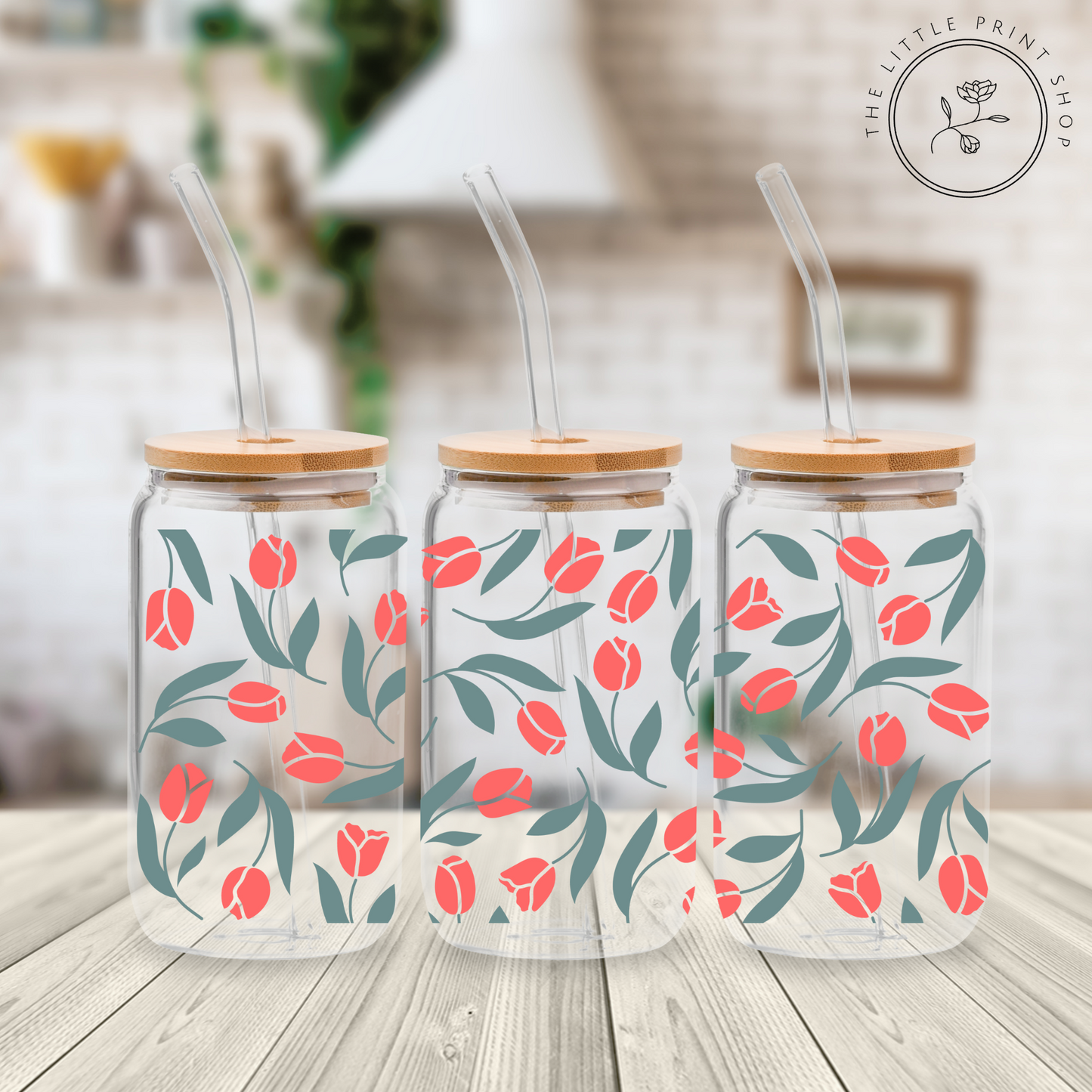 Tulips - 16oz Libbey Glass Printed UV DTF Wrap