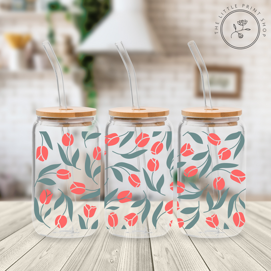 Tulips - 16oz Libbey Glass Printed UV DTF Wrap