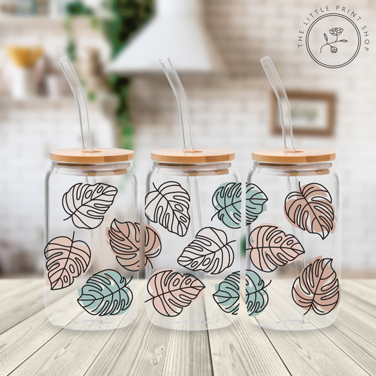 Colour Leaves - 16oz Libbey Glass Printed UV DTF Wrap