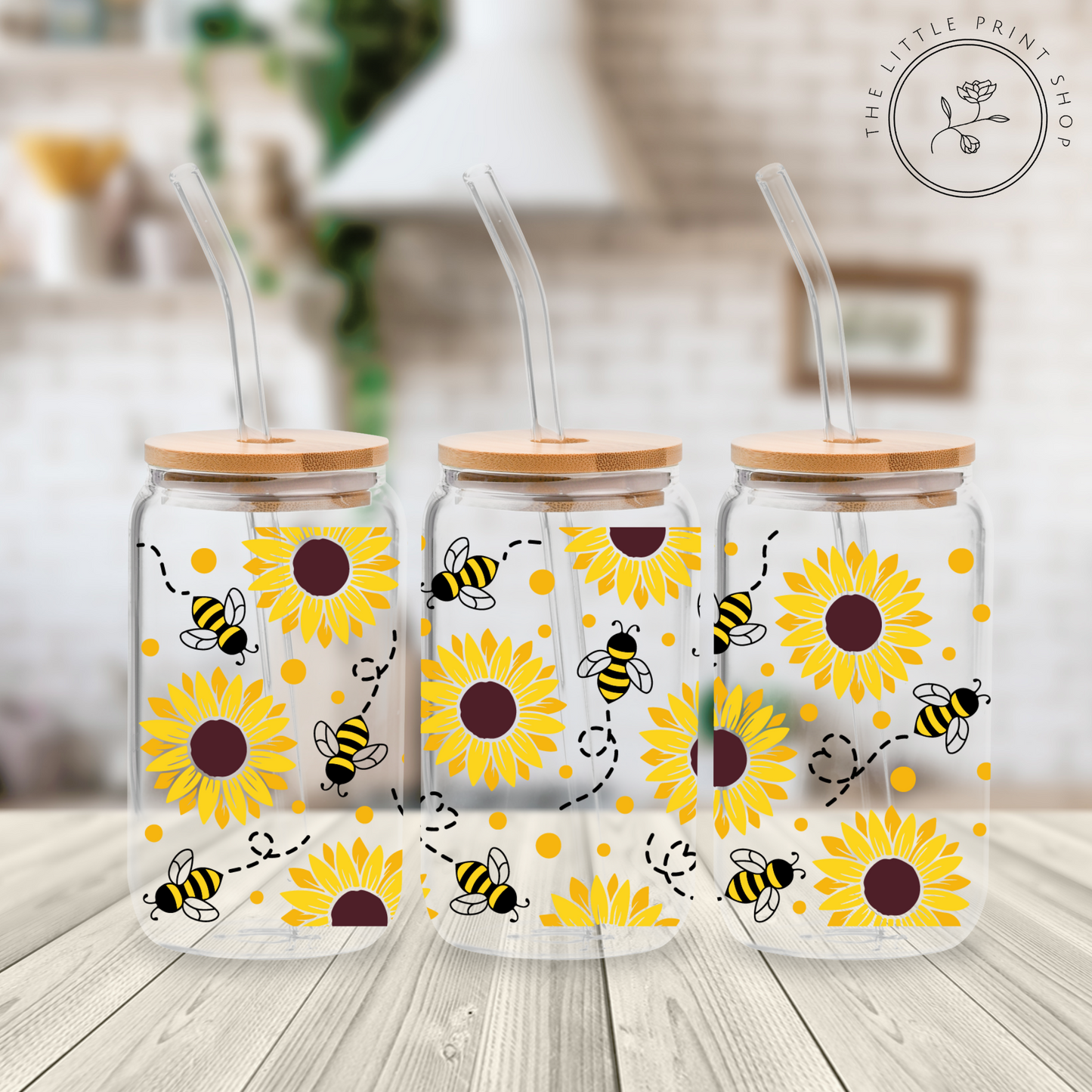 Sunflowers - 16oz Libbey Glass Printed UV DTF Wrap