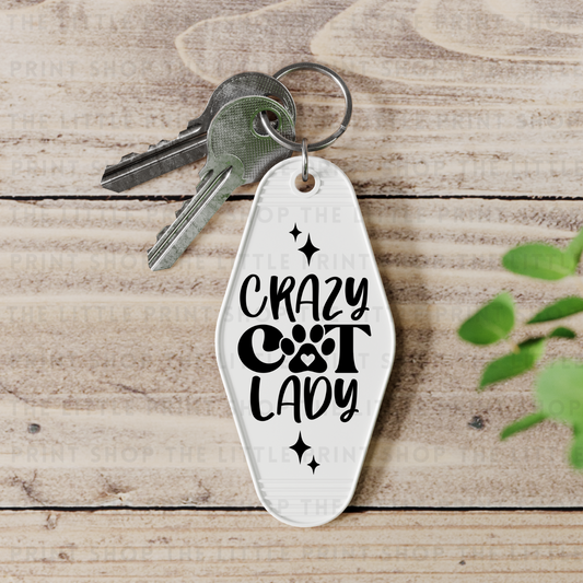 Crazy Cat Lady - UV DTF Motel Keyring Decal