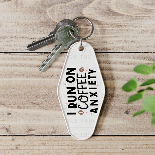 Run On Coffee - UV DTF Motel Keyring Decal