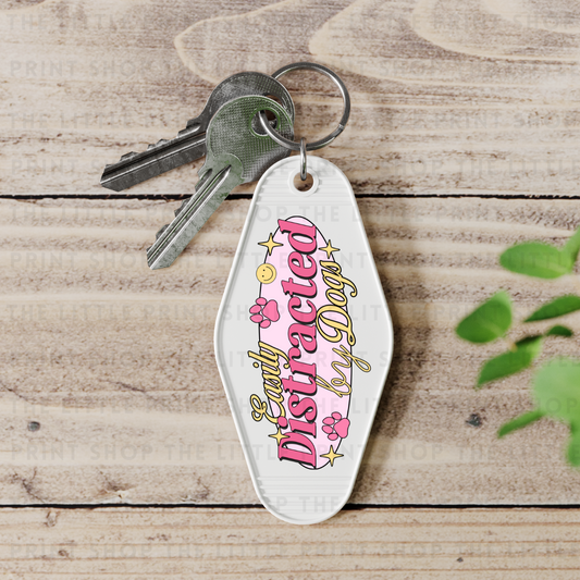 Distracted By Dogs - UV DTF Motel Keyring Decal