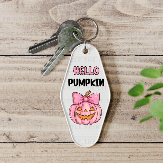 Hello Pumpkin Pink - UV DTF Motel Keyring Decal