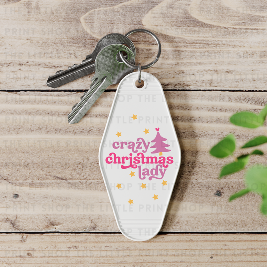 Christmas Lady - Pink - UV DTF Motel Keyring Decal