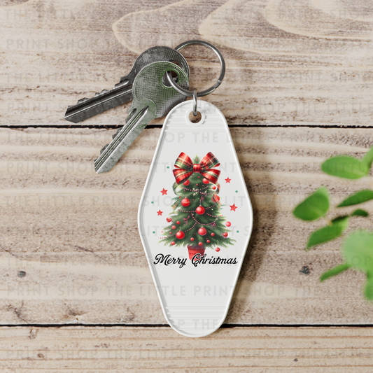 Merry Christmas Tree - UV DTF Motel Keyring Decal