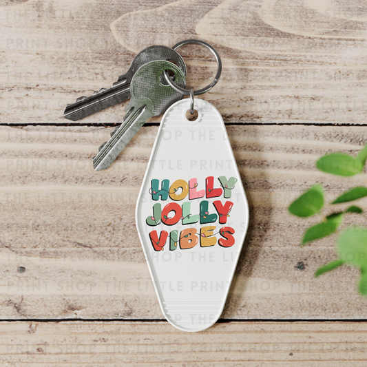 Holly Jolly Vibes - UV DTF Motel Keyring Decal