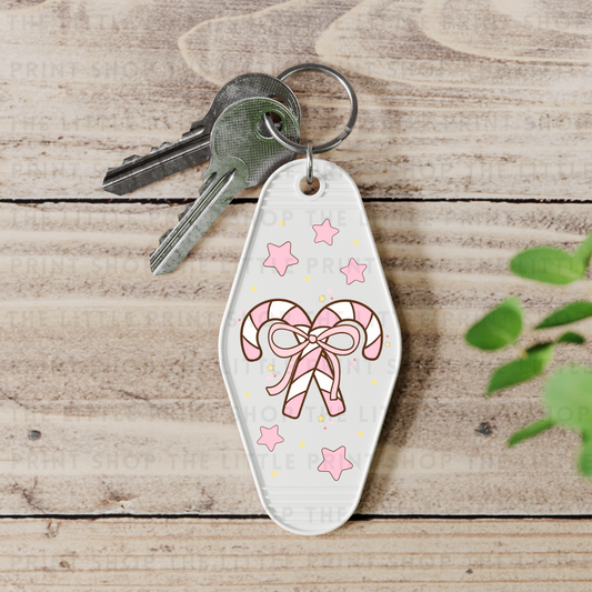 Pink Candy Canes - UV DTF Motel Keyring Decal