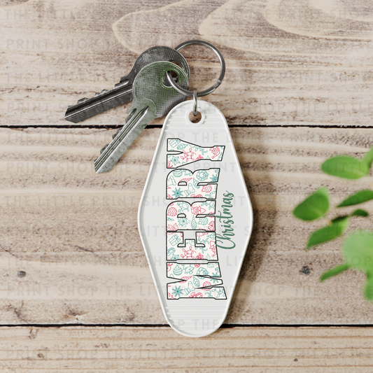 Merry Christmas - UV DTF Motel Keyring Decal