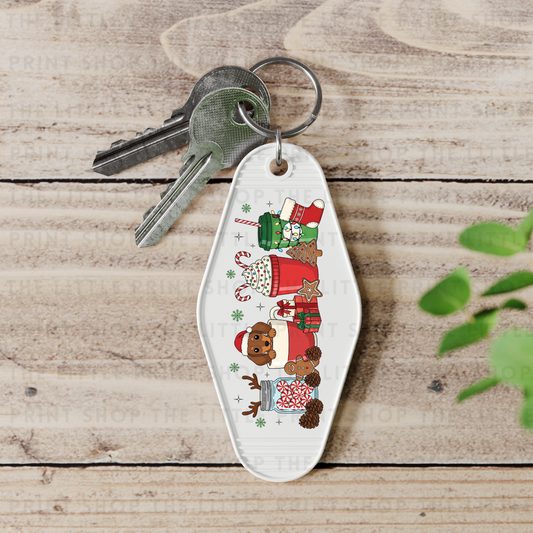 Christmas Theme - UV DTF Motel Keyring Decal