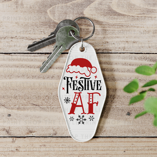 Festive AF - UV DTF Motel Keyring Decal