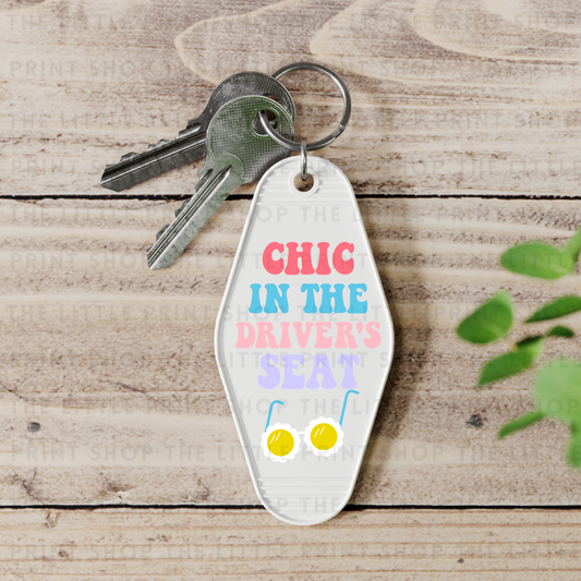 Chic In The Drivers Seat - UV DTF Motel Keyring Decal