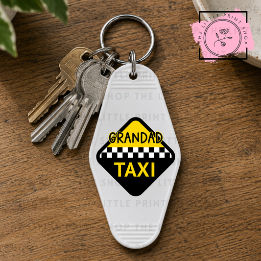 Grandad Taxi - UV DTF Motel Keyring Decal