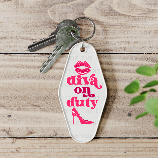 Diva On Duty - UV DTF Motel Keyring Decal