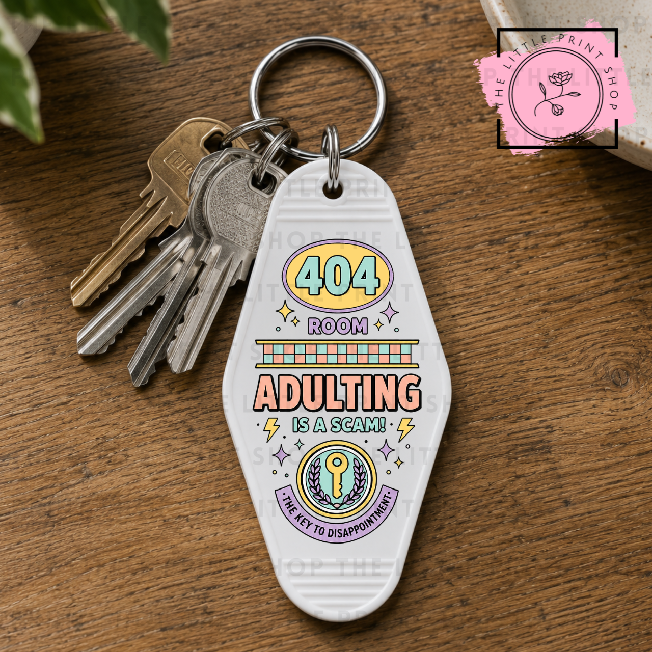Adulting - UV DTF Motel Keyring Decal