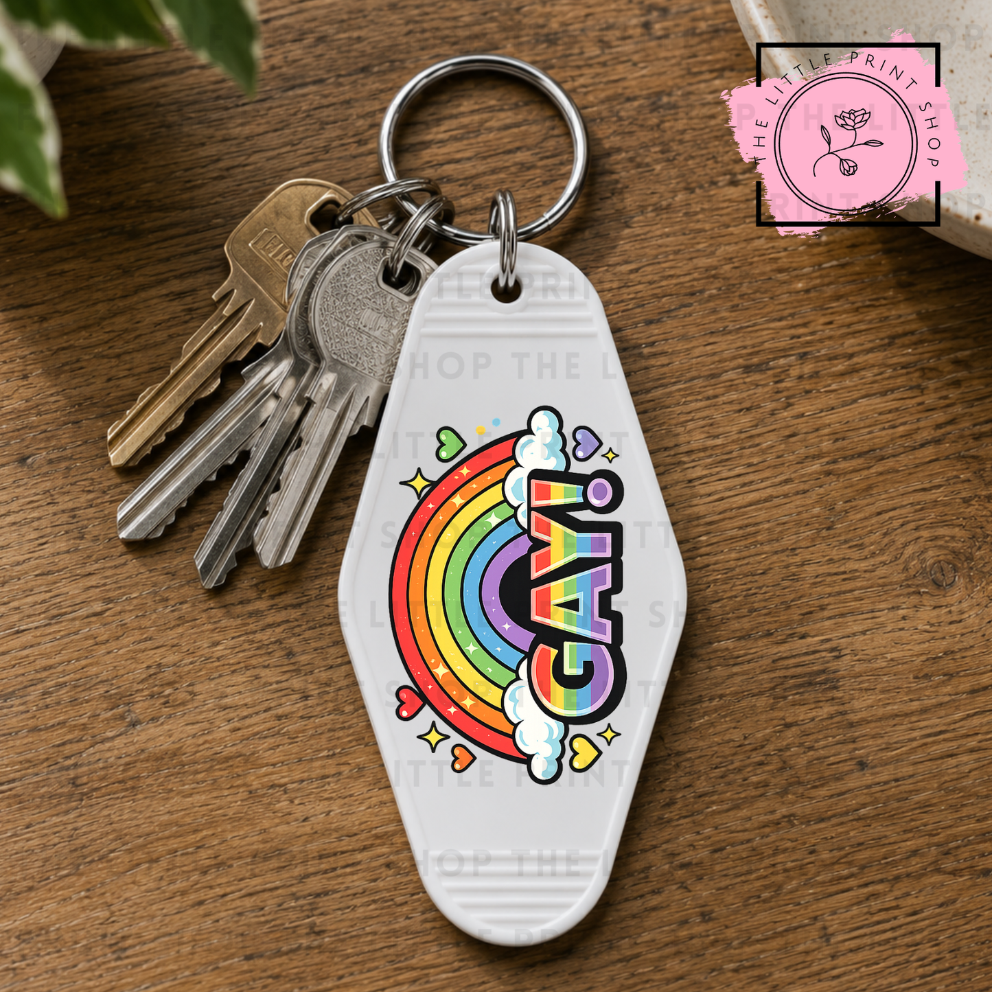 GAY - UV DTF Motel Keyring Decal