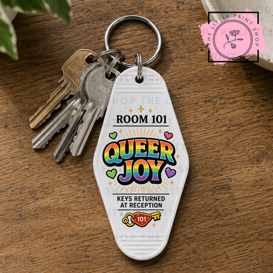 Room 101 Queer Joy - UV DTF Motel Keyring Decal