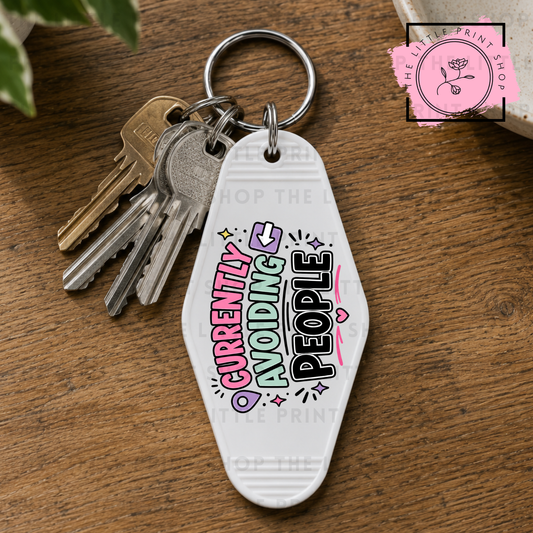 Avoiding People - UV DTF Motel Keyring Decal