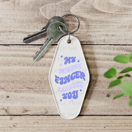 Middle Finger - UV DTF Motel Keyring Decal