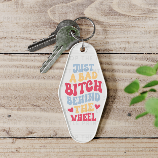 Behind The Wheel - UV DTF Motel Keyring Decal
