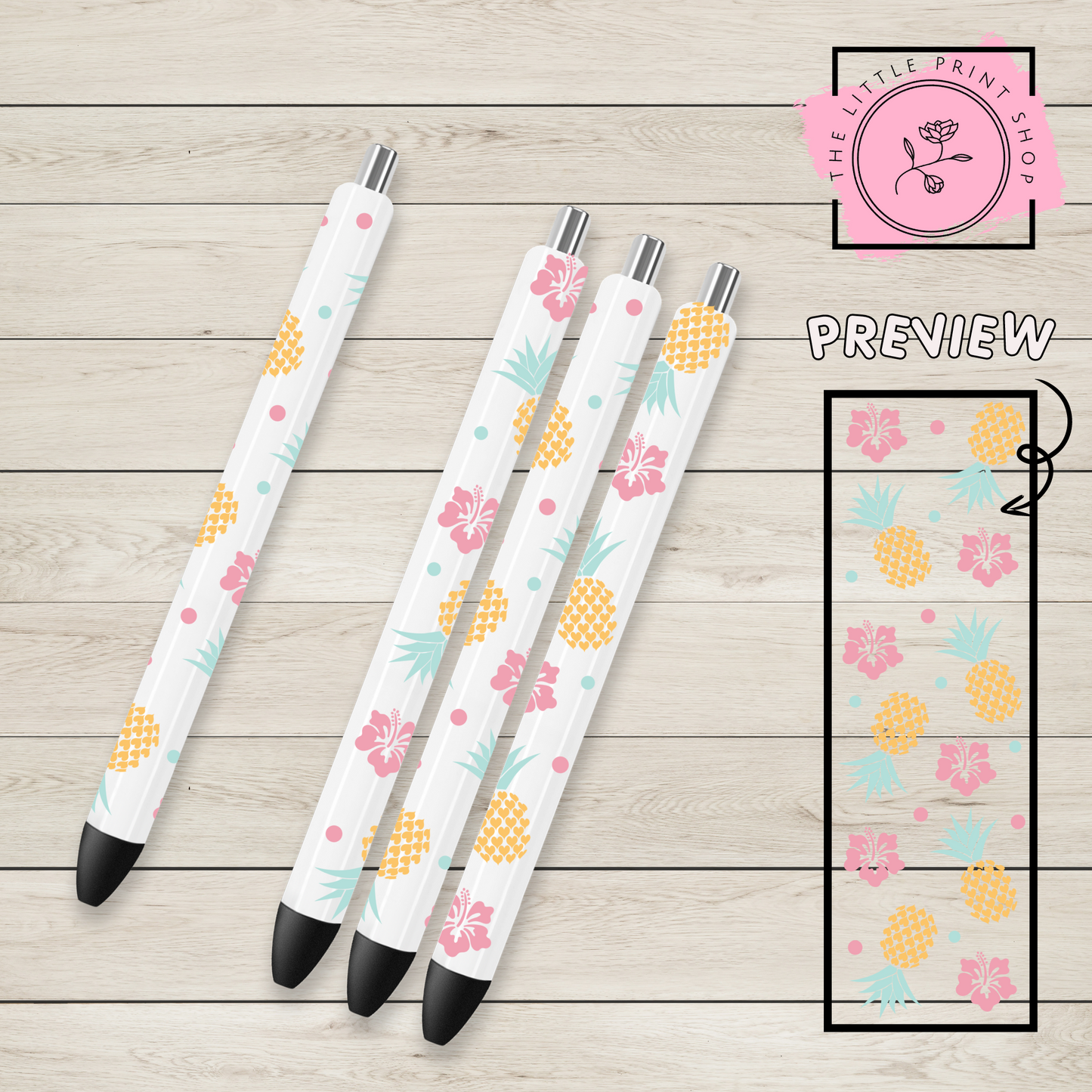 Pastel Pineapples - UV DTF Pen Wrap Decal