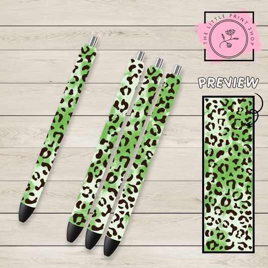 Green Leopard Print - UV DTF Pen Wrap Decal