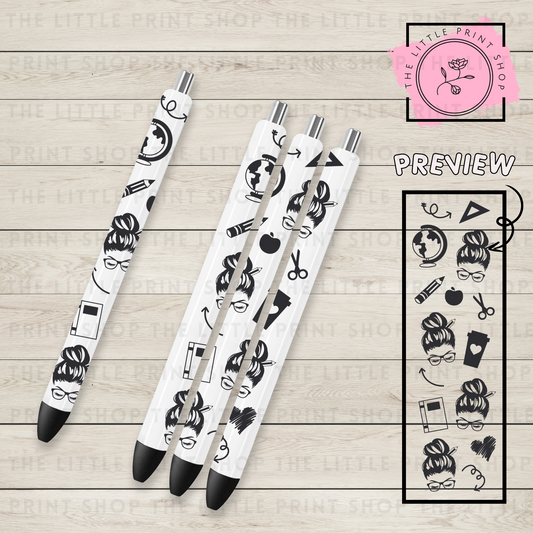 Teacher Icons - UV DTF Pen Wrap Decal