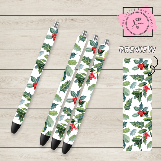 Christmas Holly - UV DTF Pen Wrap Decal