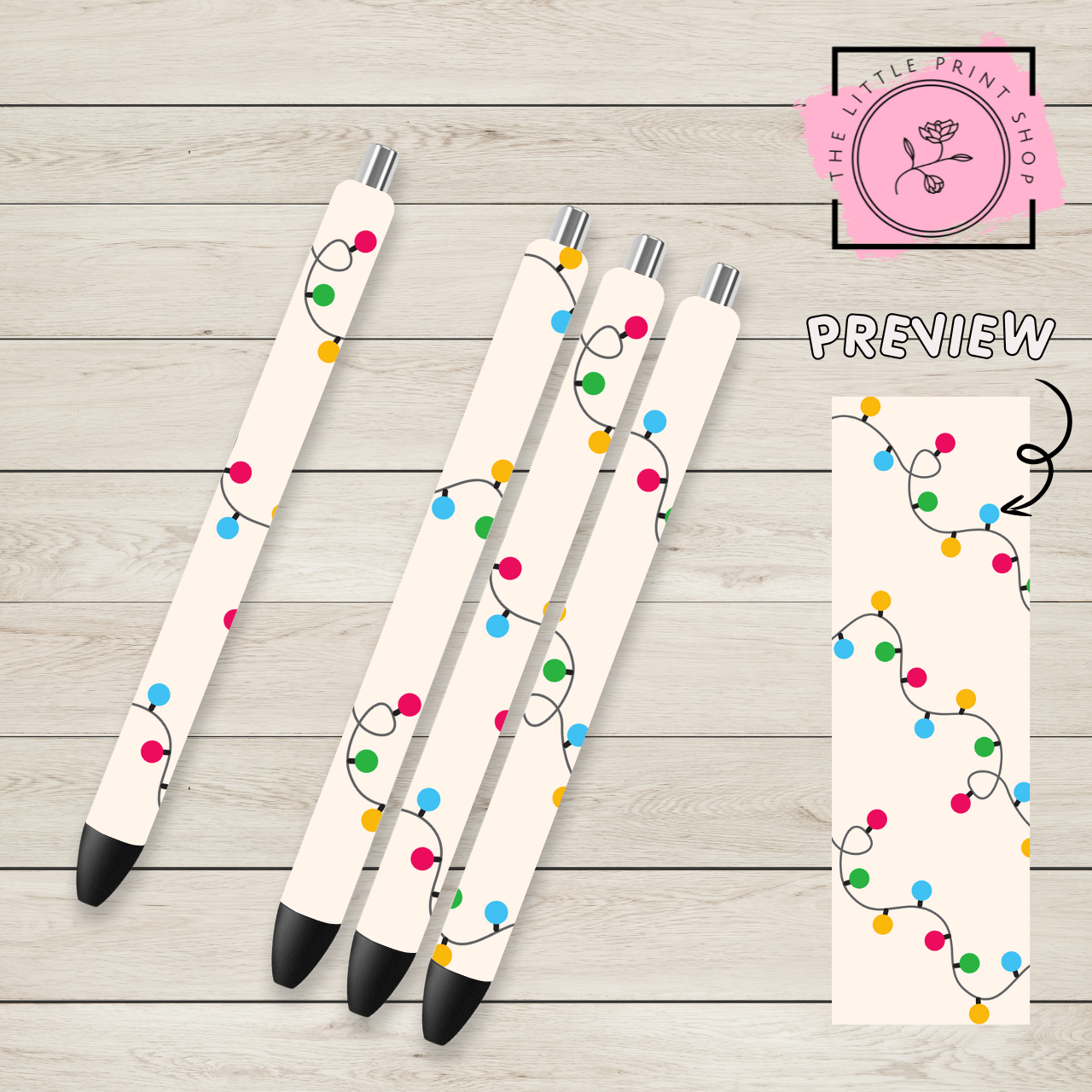 Christmas Baubles - UV DTF Pen Wrap Decal