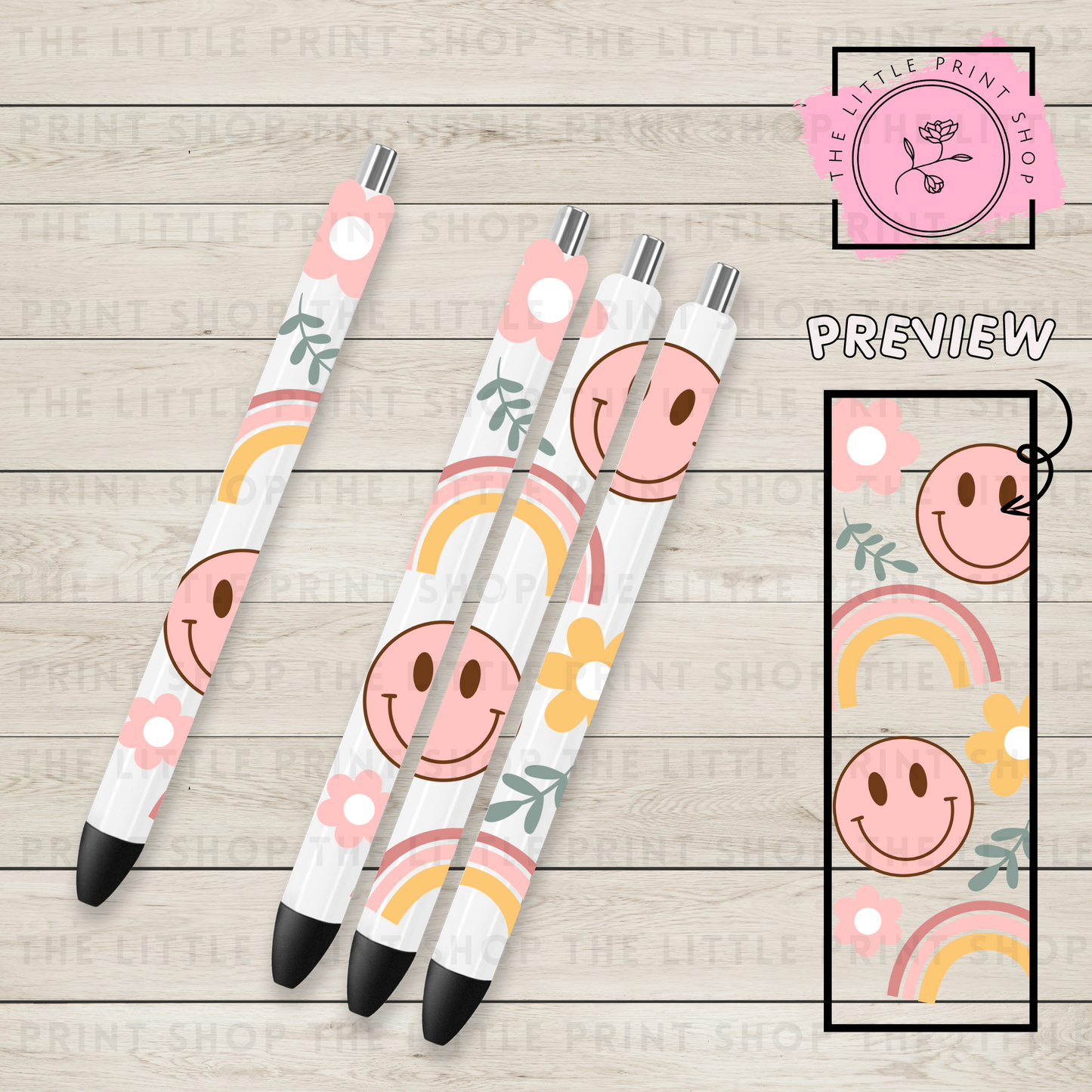 Smiles & Rainbows - UV DTF Pen Wrap Decal