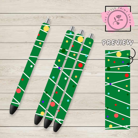Christmas Baubles - UV DTF Pen Wrap Decal