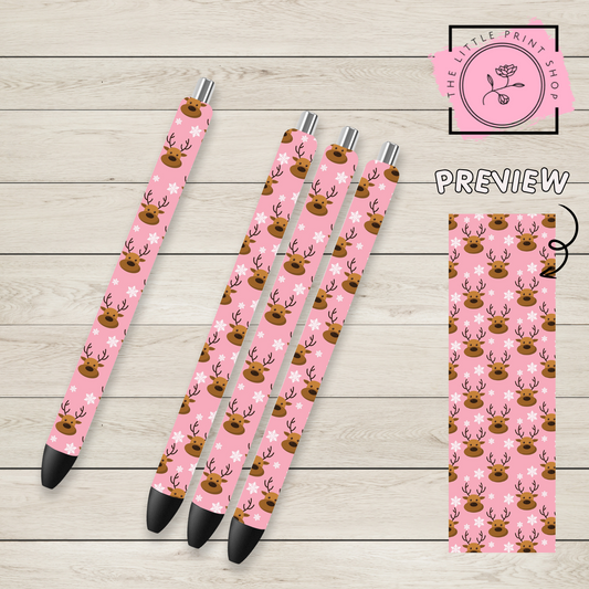Christmas Reindeer Theme - UV DTF Pen Wrap Decal