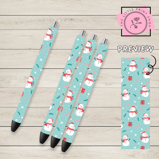 Christmas Snowman Theme  - UV DTF Pen Wrap Decal