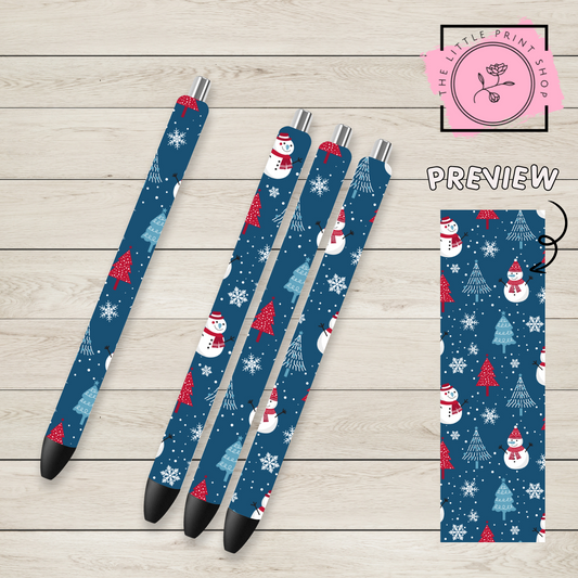Christmas Snowman Theme  - UV DTF Pen Wrap Decal