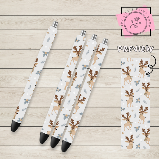 Christmas Reindeer Theme - UV DTF Pen Wrap Decal