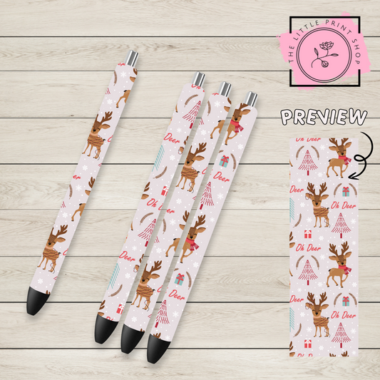 Christmas Reindeer Theme - UV DTF Pen Wrap Decal