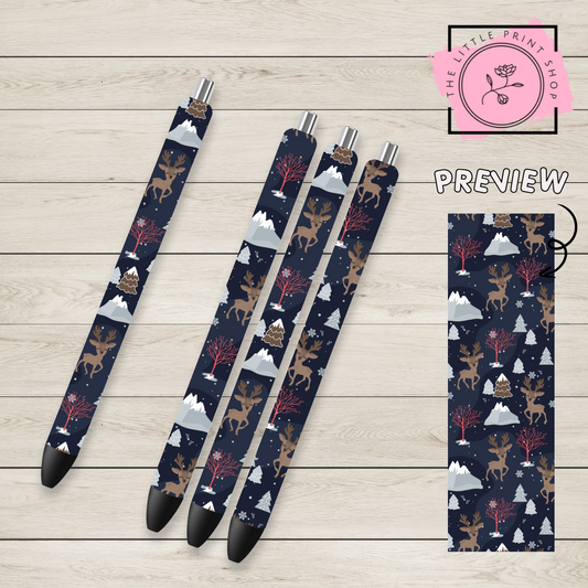 Christmas Reindeer Theme - UV DTF Pen Wrap Decal