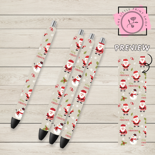 Christmas Santa Theme - UV DTF Pen Wrap Decal