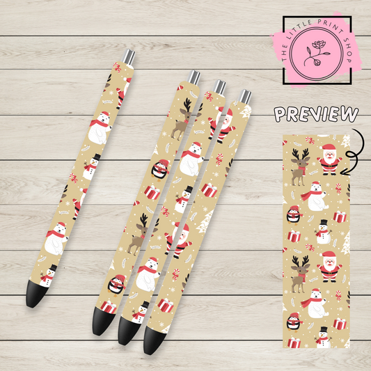 Christmas Santa Theme - UV DTF Pen Wrap Decal