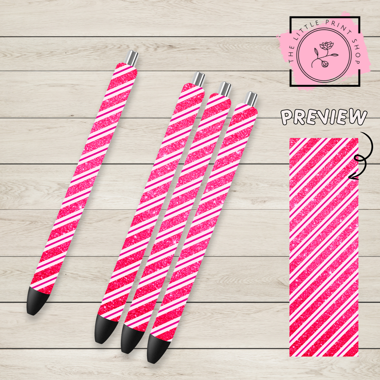 Pink Glitter - UV DTF Pen Wrap Decal