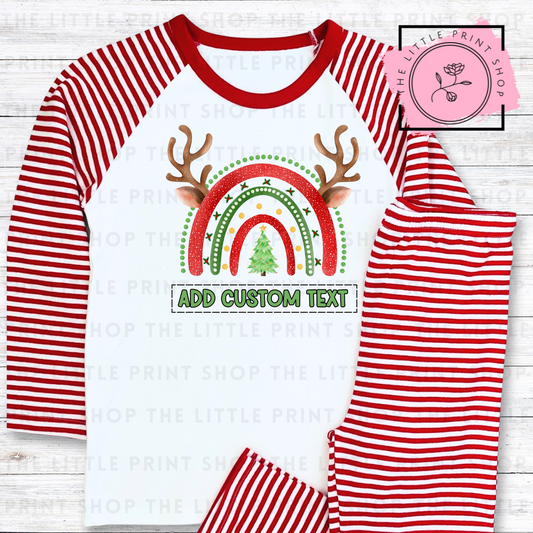 Reindeer Rainbow - Add Custom Text - DTF Transfer Decal
