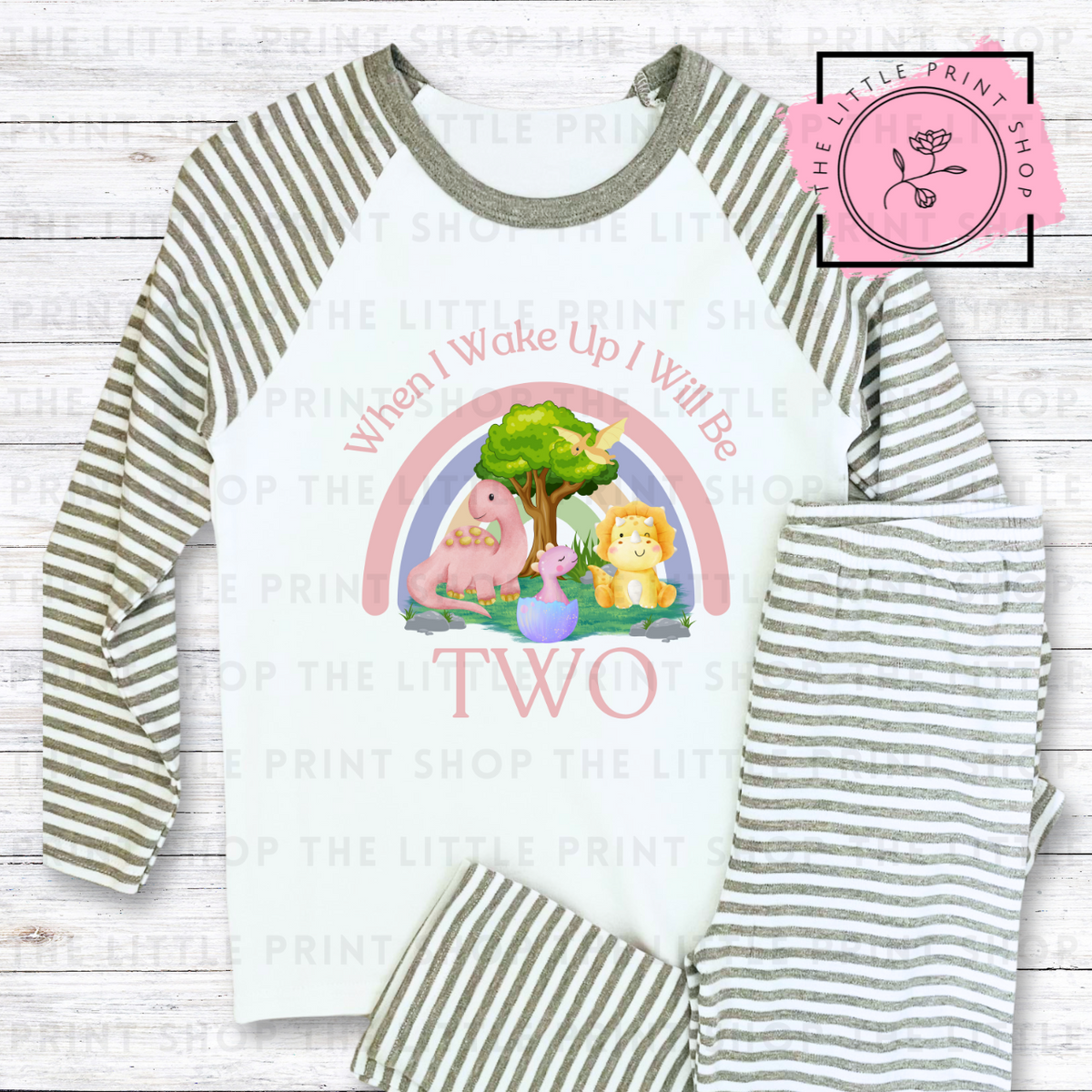 When I Wake Up - Pink Dino #1 - #6 - DTF Transfer Decal