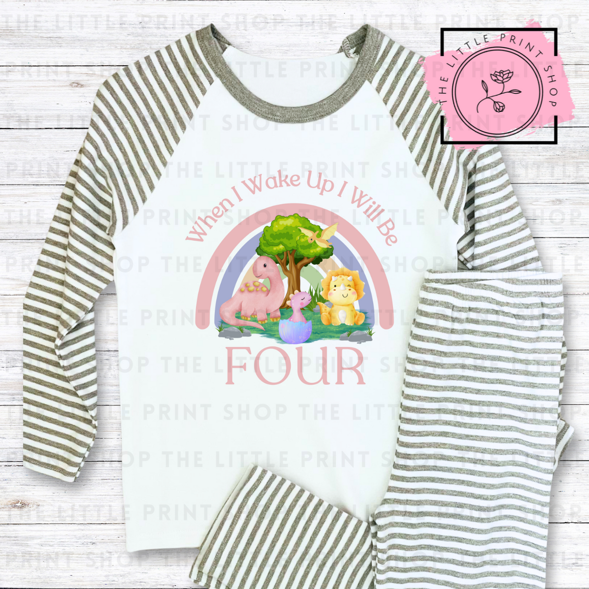 When I Wake Up - Pink Dino #1 - #6 - DTF Transfer Decal