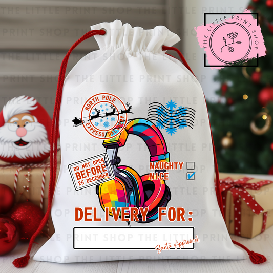 Headphones - DTF Christmas Sack Transfer