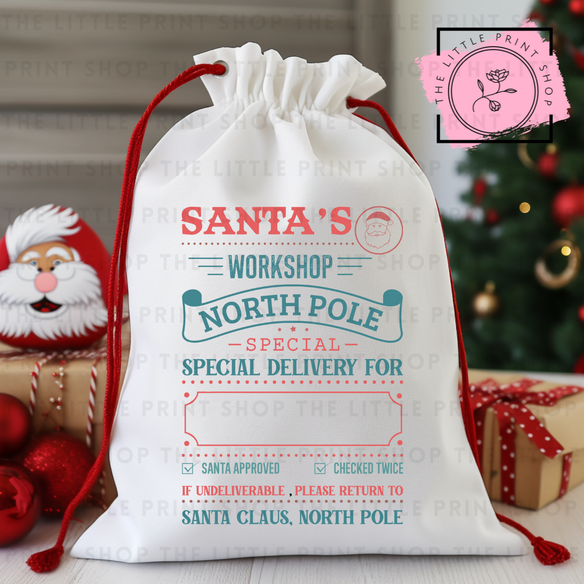 Santa's Workshop - DTF Christmas Sack Transfer