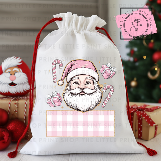 Pink Santa - DTF Christmas Sack Transfer