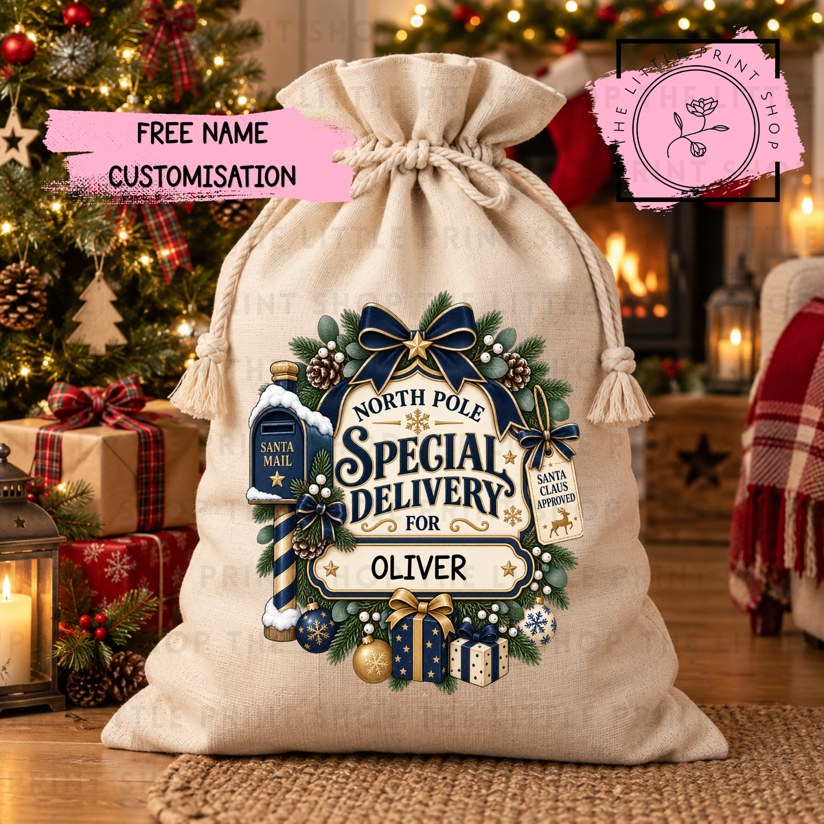 Special Delivery Traditional Navy - DTF Christmas Sack Transfer