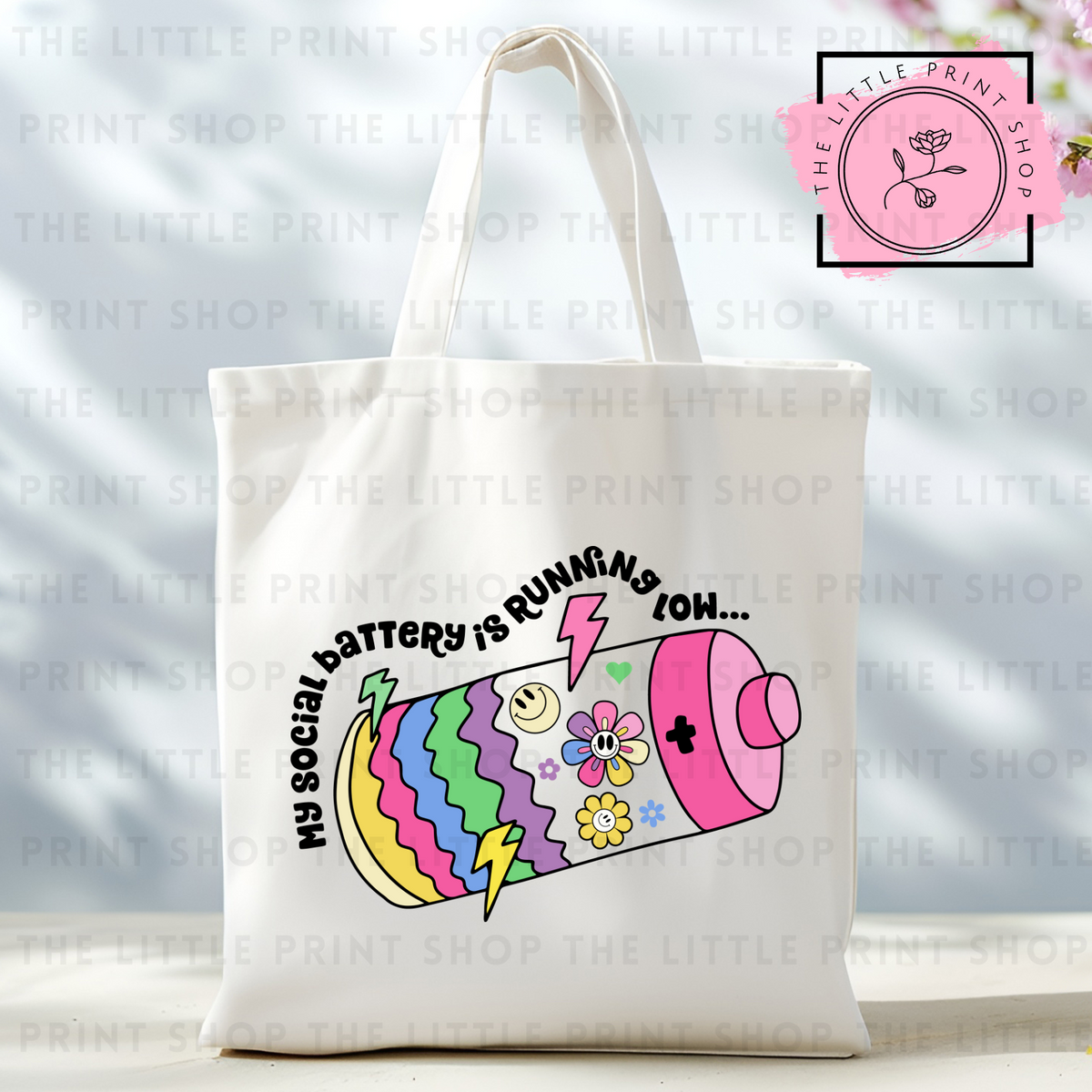 Social Battery - Tote Bag DTF Transfer