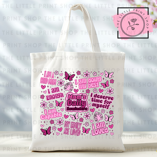 Mum's Daily Reminders - Tote Bag DTF Transfer